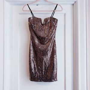 Bronze Sequin Mini Dress